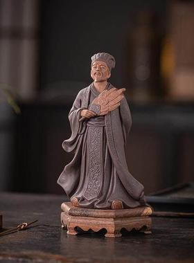 紫砂诸葛亮摆件创意三国历史人物孔明家居客厅书房博古架禅意装饰