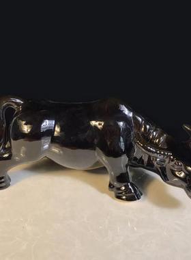 陶瓷水牛黄牛摆件招财风水黄色黑色耕牛补缺角摆设风水家居装饰品