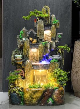 大型落地假山流水喷泉客厅t办公室造景花园庭院装饰鱼池水景观摆