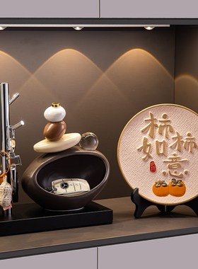 高级感石来运转高档轻奢客厅桌面布置装I饰品入户玄关钥匙收纳摆