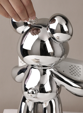 暴力熊摆件创意存钱罐电镀公仔现代客厅酒柜电视柜桌面卡通装饰品