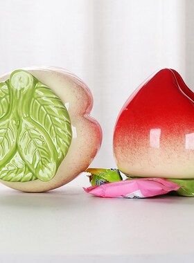 陶瓷寿桃摆e件生日祝寿礼品贺寿礼物蟠桃新房客厅玄关装饰祝福摆