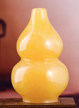 天然黄玉葫芦摆件客厅玄关书房办公室工艺品装饰摆件家居祝福饰品