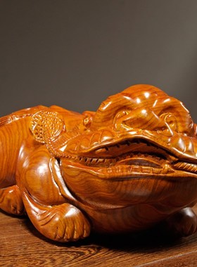 花梨木雕貔貅摆件实木雕刻皮丘红木工艺品家居客厅电视柜装饰摆设