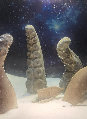 冬官手作 水泥混凝土鱼缸造景石雕像摆件装饰章鱼触角恐怖怪物