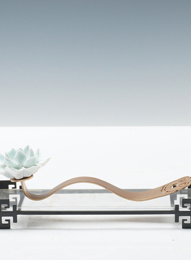 新中式创意铁艺荷花亚克力底座摆件客厅家居饰品电视柜工艺品摆设