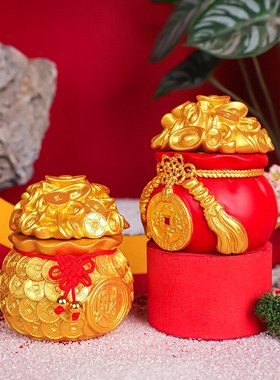 龙年新春发财钱袋摆件汽车中控台车载车内饰桌面装饰品喜庆礼品