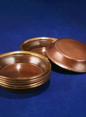 尼泊尔供具水陆供全套铜制手工供盘七供水碗水财神紫铜藏式朵玛盘