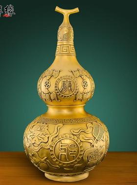 开 口铜葫芦客厅摆件八卦铜胡芦黄铜开 盖空心八卦葫芦玄关镇宅葫