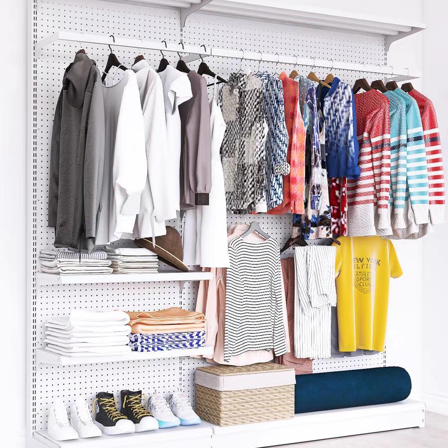 Open hole board simple wardrobe hardware girl Internet celebrity cloakroom home bedroom metal shelf storage rack