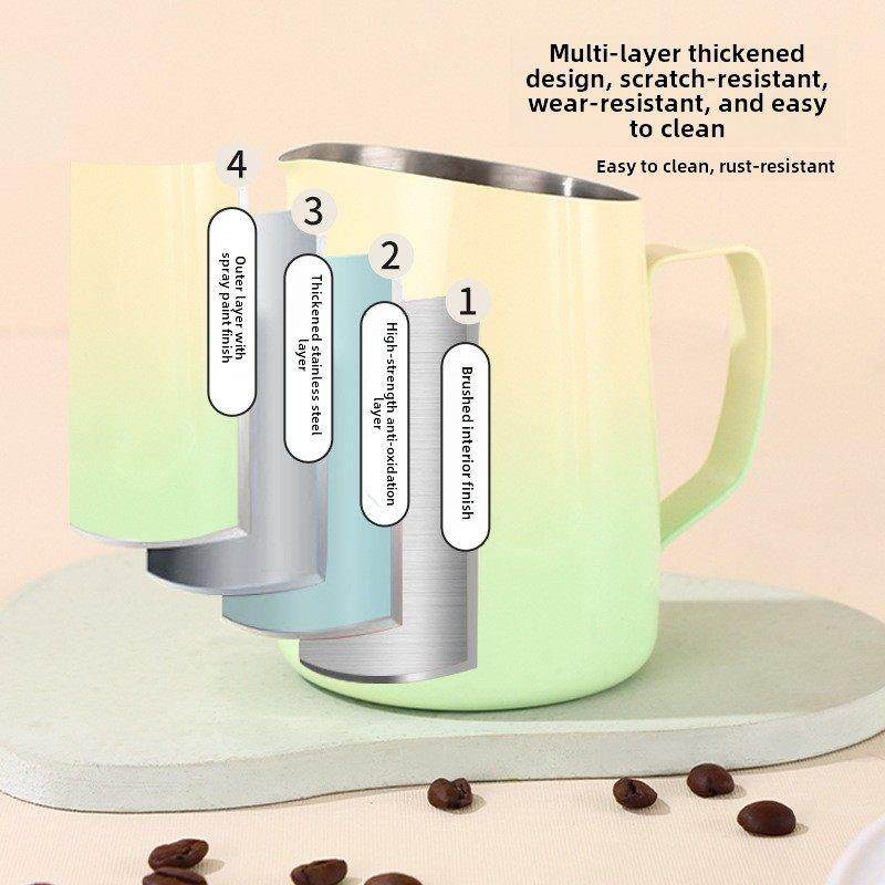 食品级不锈钢咖啡拉花杯渐变色打奶泡杯304钢带刻度便携拉花器具,淘宝优惠券,粉丝福利购,淘宝优惠卷