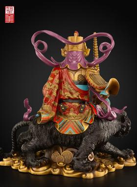 黄铜赵公明摆件家用店铺供奉武财神赵公明骑虎神像五路财神大号