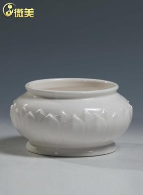 微美陶瓷浮莲白釉佛具套装供佛香炉圣水杯供佛灯供奉家用佛前摆件