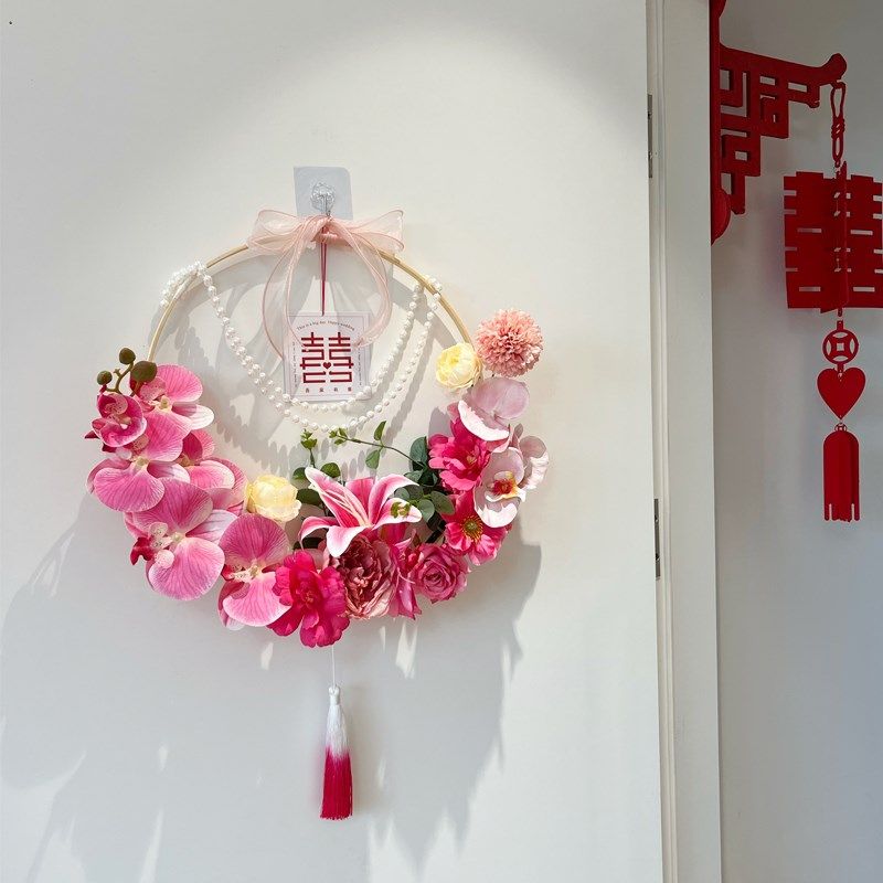 结婚花朵挂件婚礼花环婚房拉花布置新房卧室门背景墙装饰,淘宝优惠券,粉丝福利购,淘宝优惠卷