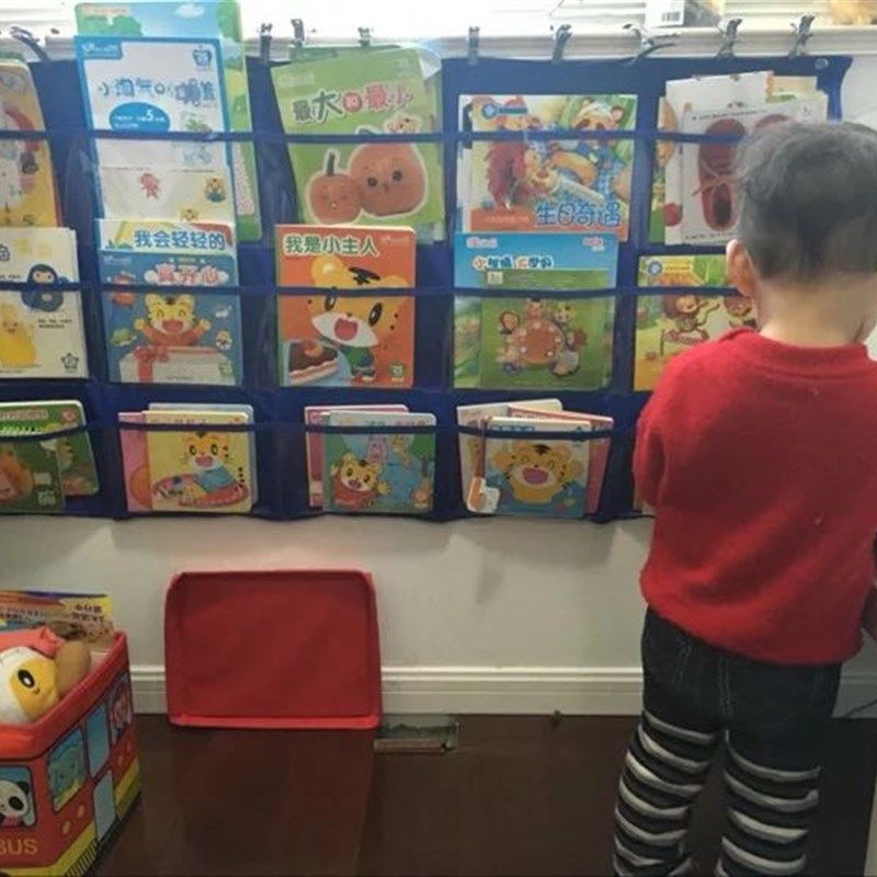 定做儿童图书收纳挂袋 6格绘本画画作业透明展示书袋牛津纺杂志袋,淘宝优惠券,粉丝福利购,淘宝优惠卷