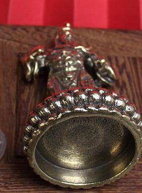 黄铜立刀关公摆件工艺品客厅商铺铜武财神关公像供奉神像唐腾铜器