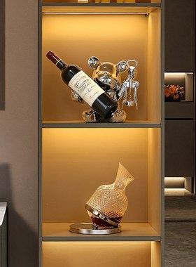 高档轻奢红酒杯架高级感酒柜摆件餐厅边柜高脚Q杯醒酒器家居装饰