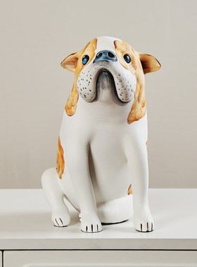 彩绘招财狗卡通树脂潮玩摆件现代简约客厅样板房儿童房装饰品送礼