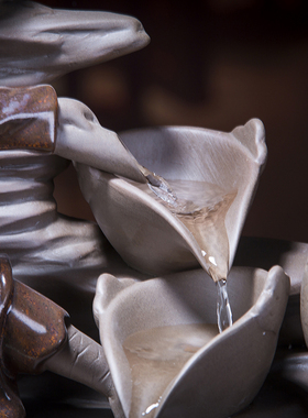 创意假山石槽陶瓷鱼缸循环鱼池喷泉流水器水景摆件装饰造景配件