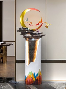 现代轻奢流水摆件循环水喷泉客厅玄关电视机旁落地装饰品开业乔迁