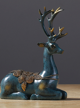 梅花鹿树脂c摆件现代简约家居客厅玄关装饰书房办公室桌面创意礼