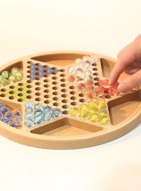 玻珠木质跳跳棋大人儿童小学生亲大号玻璃球老式80后独立站厂家