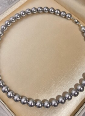 真多麻珍珠项链女澳母贝灰色珍珠颈链轻奢名媛小众颈链锁骨链女