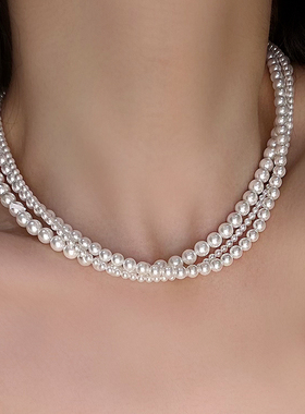 赵露思同款颈链澳白色磁吸珍珠项链小米珠baby锁骨链