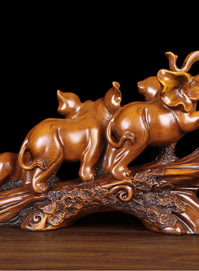 招财大象摆件创意家居客厅乔迁新居电视柜母子大象装饰品玄关摆设