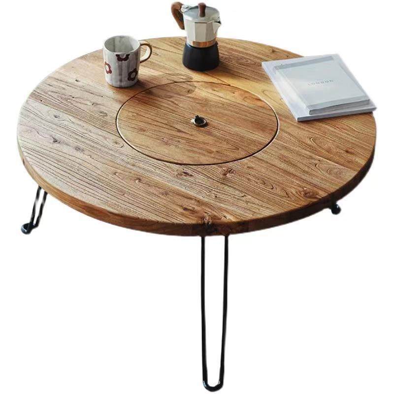 老榆木围炉冰茶桌煮茶桌火锅烧烤桌户外实木民宿煮冰茶桌,淘宝优惠券,粉丝福利购,淘宝优惠卷