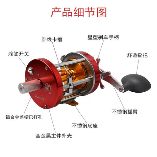 全金属鼓轮可视锚鱼轮明洋9000探鱼器锚轮防炸线锚鱼改装远投轮 - 图2