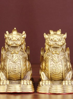 全黄铜财福貔貅摆件一桶金钱袋皮丘客厅店铺家居办公室送财装饰品