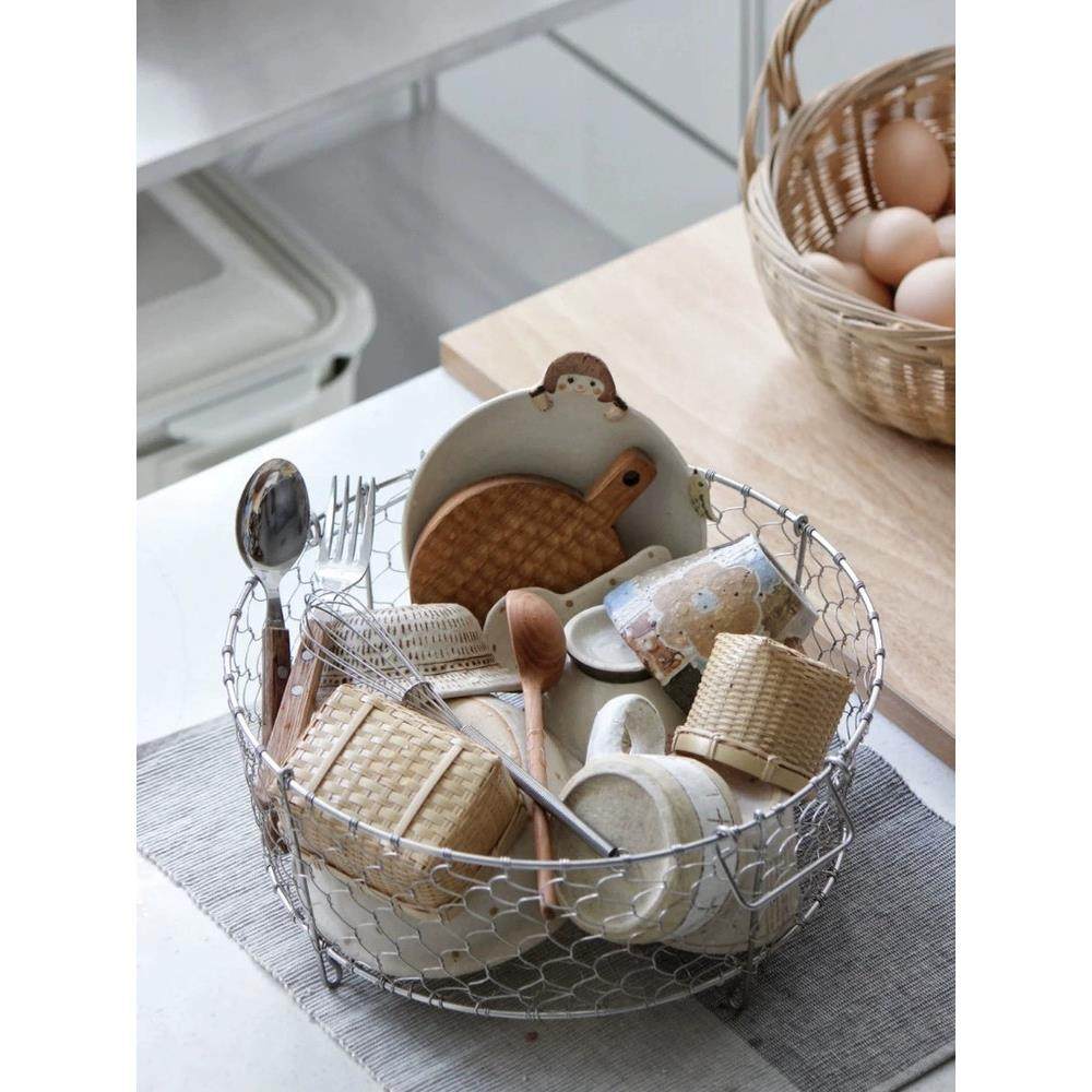 304不锈钢沥水篮日式手工编织收纳篮碗碟水果收纳筐零食储物篮子,淘宝优惠券,粉丝福利购,淘宝优惠卷