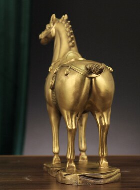 黄铜生肖马纯f铜将军马工艺品家居马到成功办公室开业乔迁装饰摆