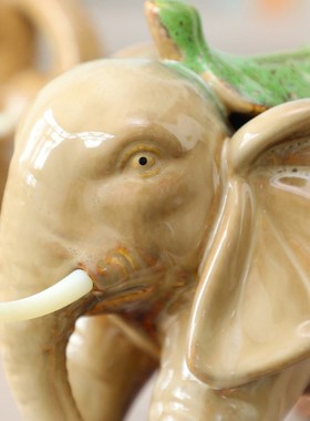 陶瓷大象摆件一对客厅玄关办公室柜子中式家具吸水象招财象装饰品