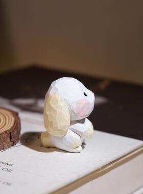 【精品版】卯兔手工木雕小摆件卡通可爱十二生肖系列装饰品礼物