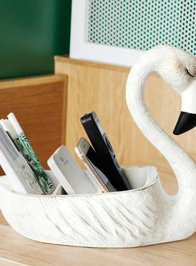 创意北欧ins火烈鸟摆件客厅茶几可爱手机遥控器收纳盒装饰品摆设