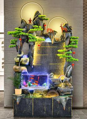大型假山喷泉鱼缸瀑布风水轮客厅办公室循环流水摆件生财家居饰品