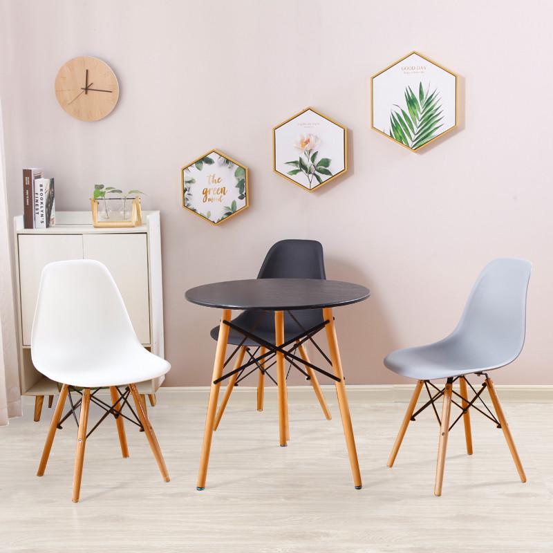 接待圆桌家用餐桌洽谈现代小户型简约组合阳台北欧桌椅休闲奶茶 - 图0