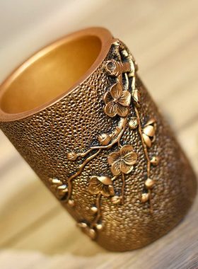 中式手工艺术家居笔筒办公室书房复古桌面创意笔插摆件中国风礼品