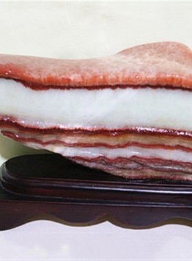 天然猪肉石彩霞石原石奇石艺术石头摆件观赏石精品中式客厅装饰