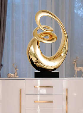 现代样板房轻奢艺术摆件客厅玄关电视柜旁边落地雕塑软装饰工艺品