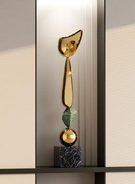 电镀抽象细长雕塑摆件现代轻奢石来运转艺术客厅玄关酒店落地装饰