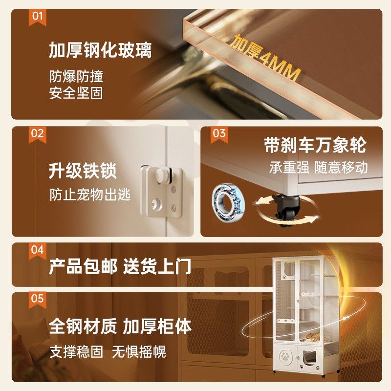 豪华猫别墅防水防锈猫柜家用一体全景猫屋钢制猫笼透气猫房子猫窝,淘宝优惠券,粉丝福利购,淘宝优惠卷