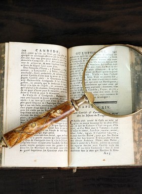 印度进口手工复古m牛骨把手黄铜放大镜书房用品桌面摆件送老人