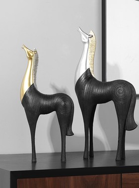 现代办公室摆设创意抽象动物马摆件客厅家居酒柜装饰品