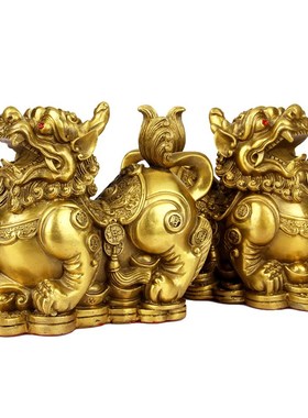 泰山阁 铜貔貅摆件大号一对雌雄皮休工艺品家居摆设开业礼品