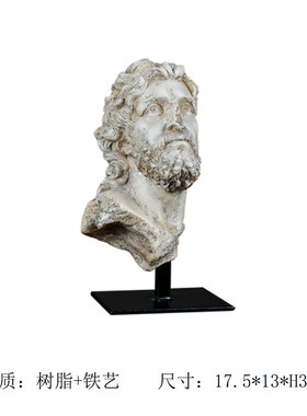 欧式做旧复古希腊人物头像雕塑摆件样板间售楼部酒店玄关软装饰品
