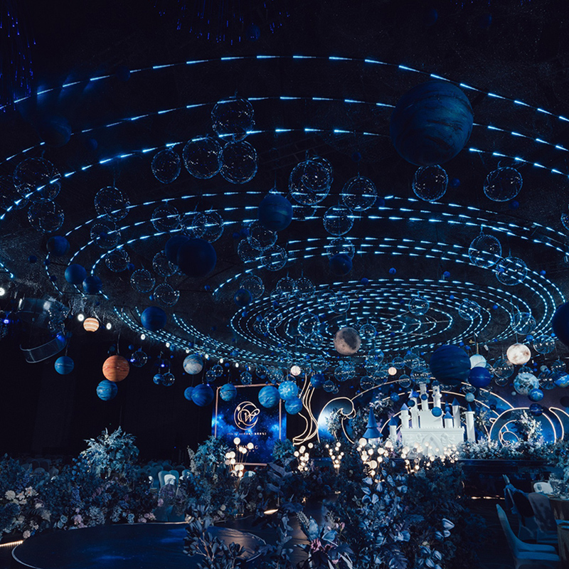 婚庆星空吊顶装饰流星雨灯带led流水拱门跑马灯婚礼背景气球派对 - 图0