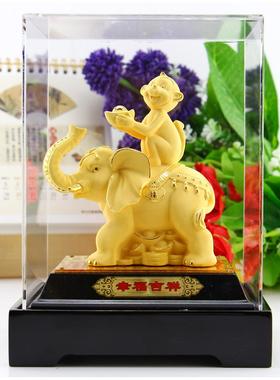 绒沙金吉祥招财大象摆件生肖猴子工艺品摆设新年贺岁开业吉祥礼品